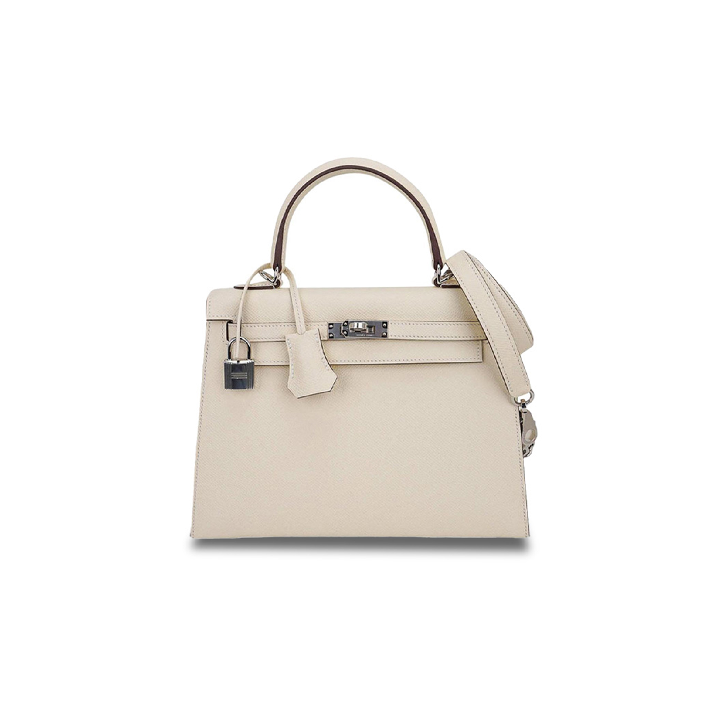 H**mes kelly 25 bag nata palladium hardware epsom leather (25*17*7cm)